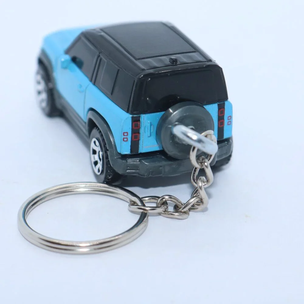 Matchbox 2020 Land Rover Defender truck customized into keychain 1/64 scale